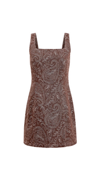 Amanda Uprichard Augustine Mini Dress in Brown Paisley