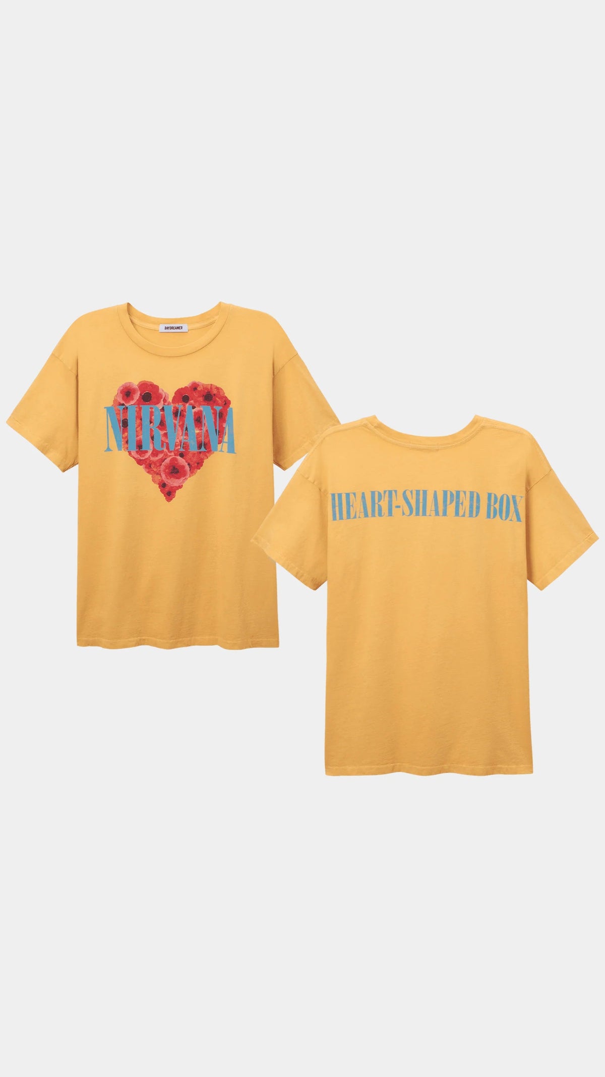 DAYDREAMER Nirvana Heart Shaped Fox Merch Tee in Dusty Gold