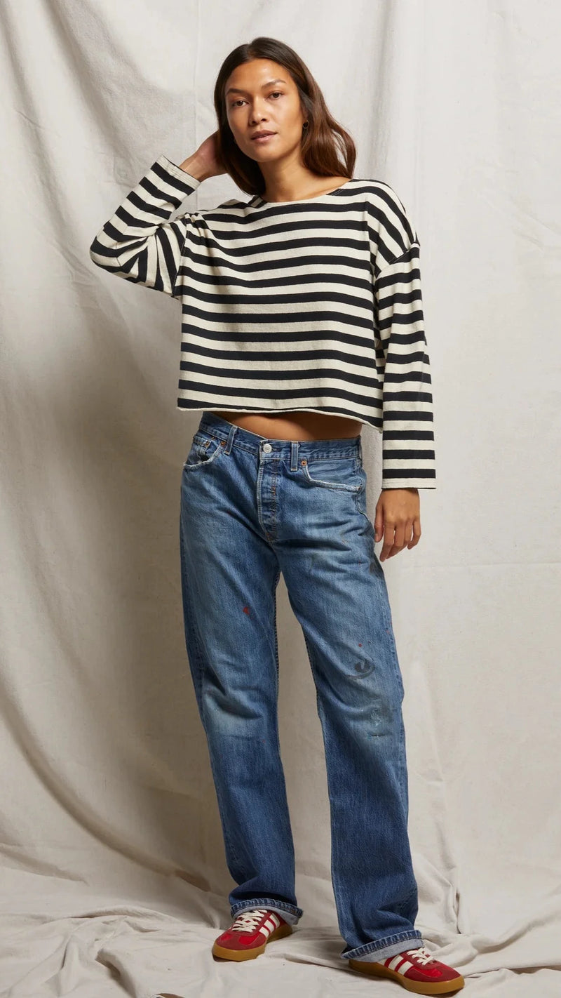 Perfect White Tee Taylor Recycled Cotton Long Sleeve in Stripe