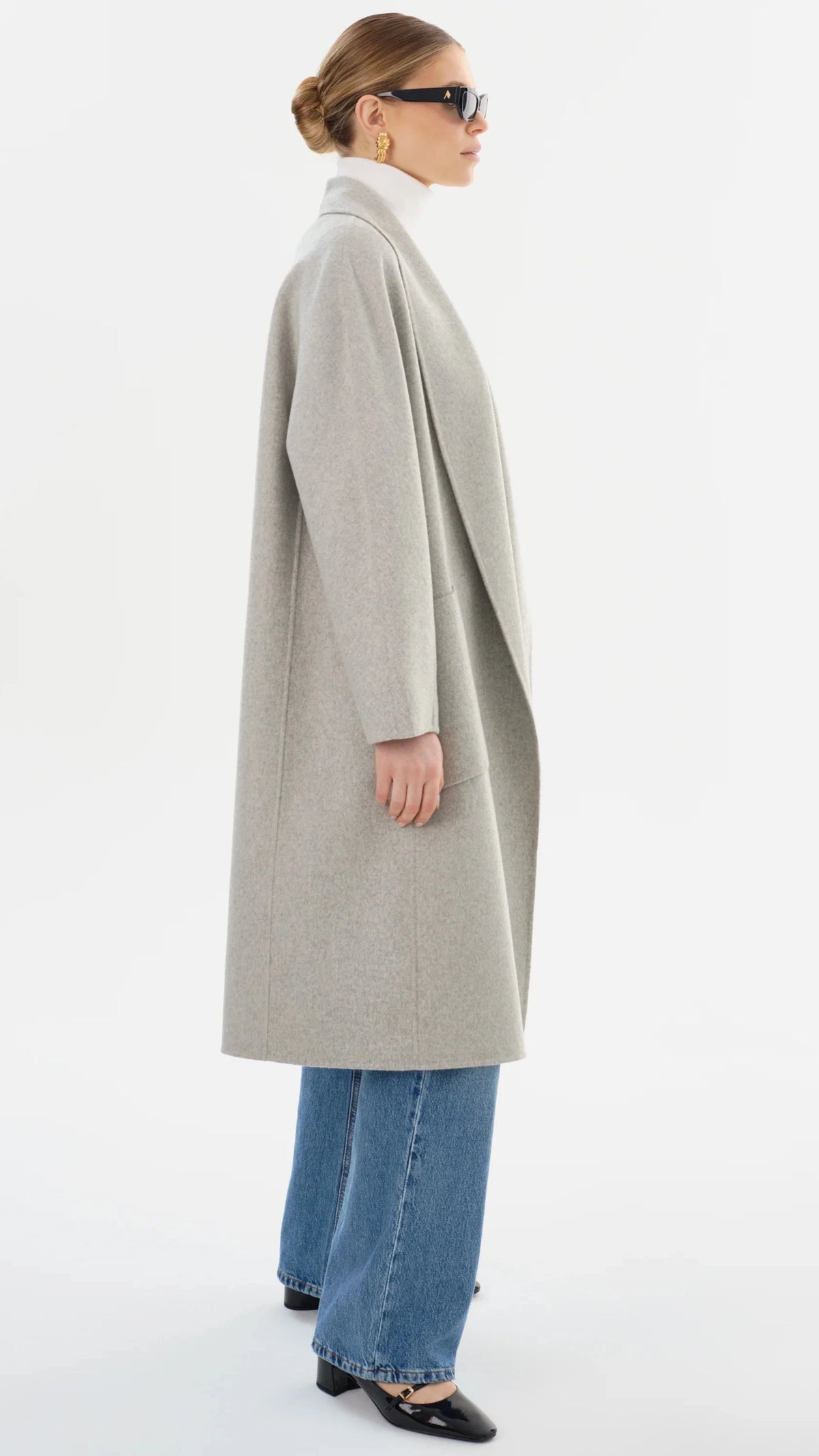 Lamarque Thara Shawl Collar Wool Coat in Light Grey *ONLY AVAILABLE IN STORE*