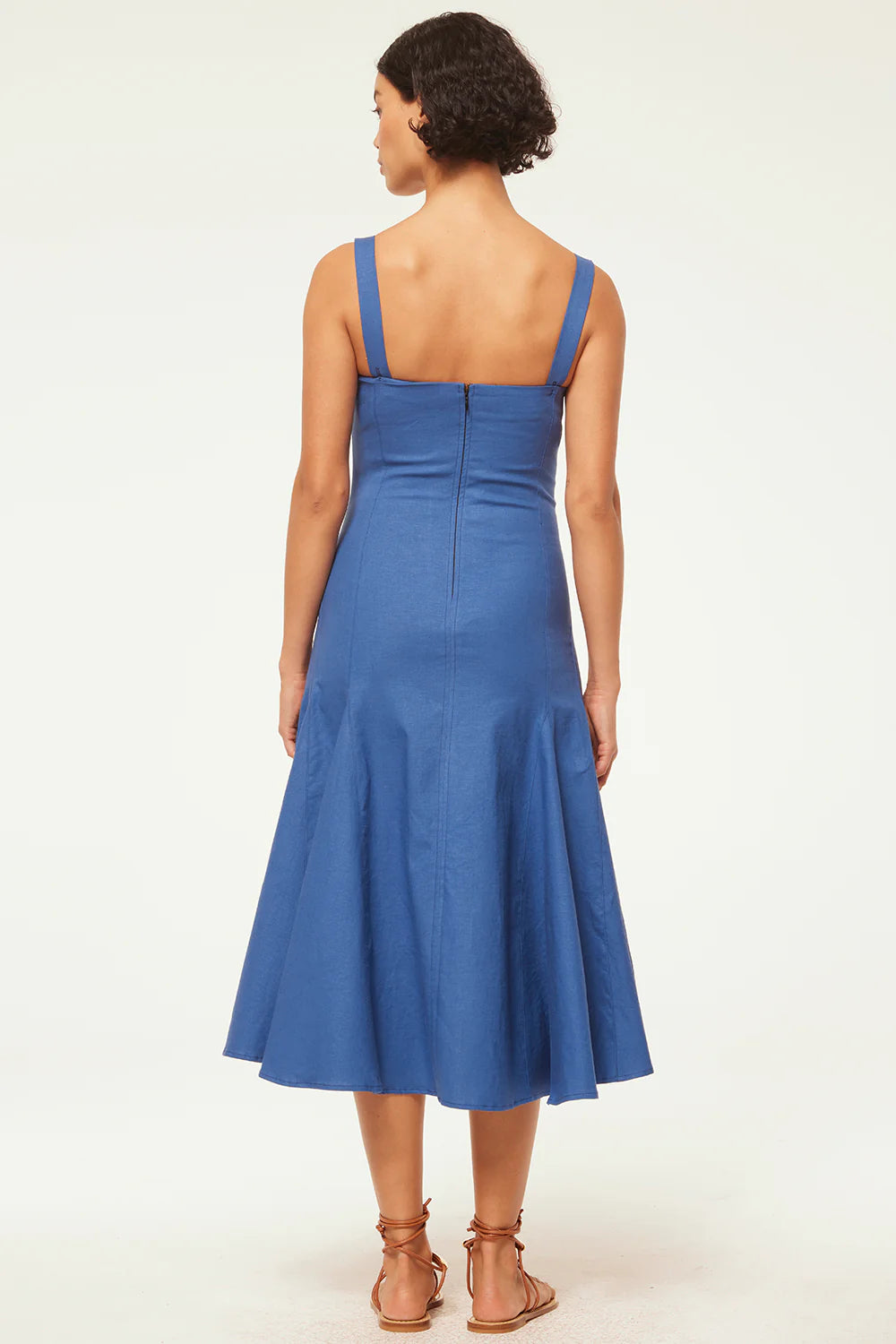 Misa Cherish Dress in Blue Linen