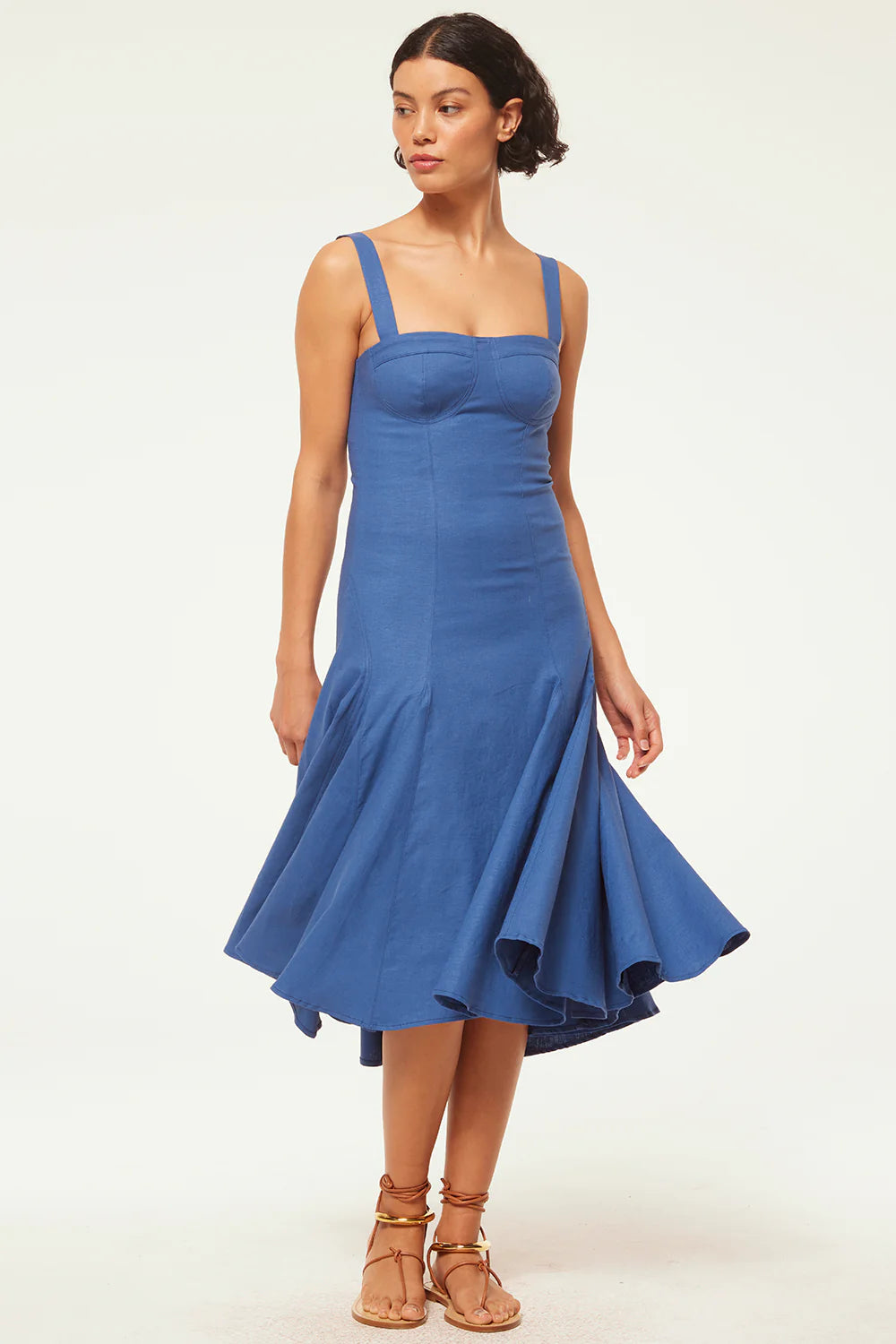 Misa Cherish Dress in Blue Linen