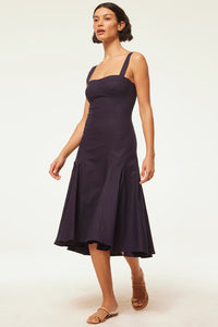 Misa Cherish Dress in Navy Linen