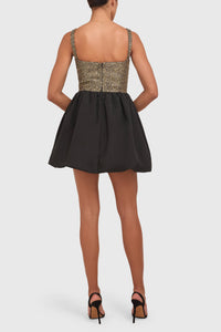 Amanda Uprichard Christine Tweed Bubble Mini Dress in Gold/Black *ONLY AVAILABLE IN STORE*