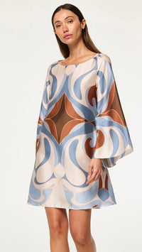 Misa Twiggy Bell Sleeve Dress in Swans Allover