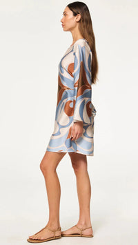 Misa Twiggy Bell Sleeve Dress in Swans Allover