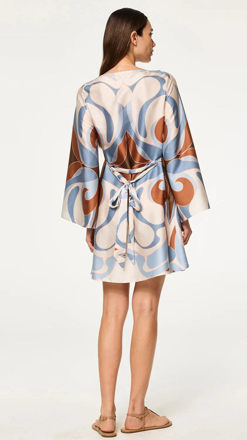 Misa Twiggy Bell Sleeve Dress in Swans Allover