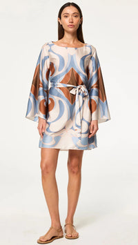 Misa Twiggy Bell Sleeve Dress in Swans Allover