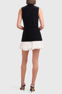 Amanda Uprichard Justine Velvet Mini Dress in Black/Ivory