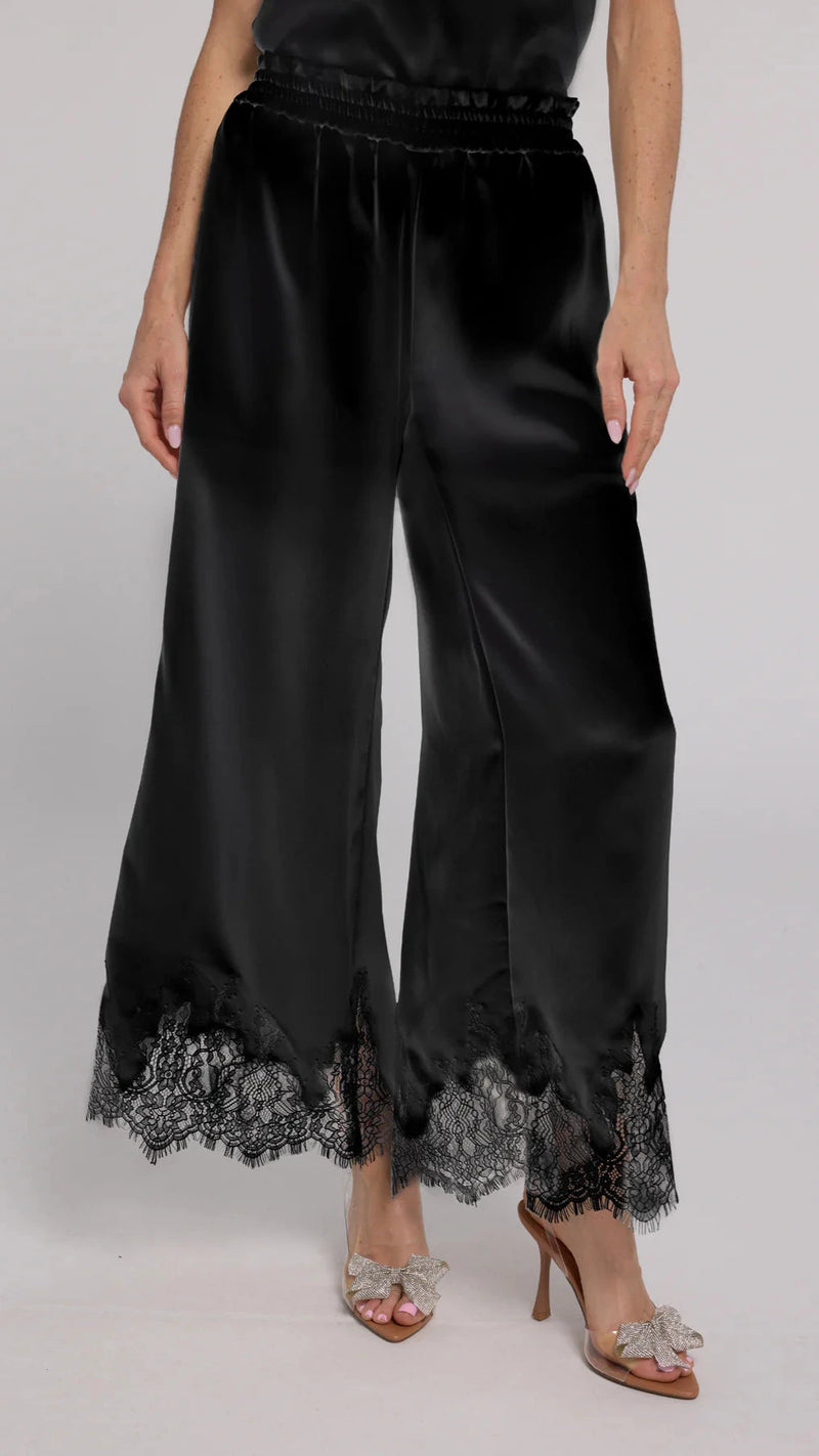 Generation Love Ceily Satin Lace Pants in Black