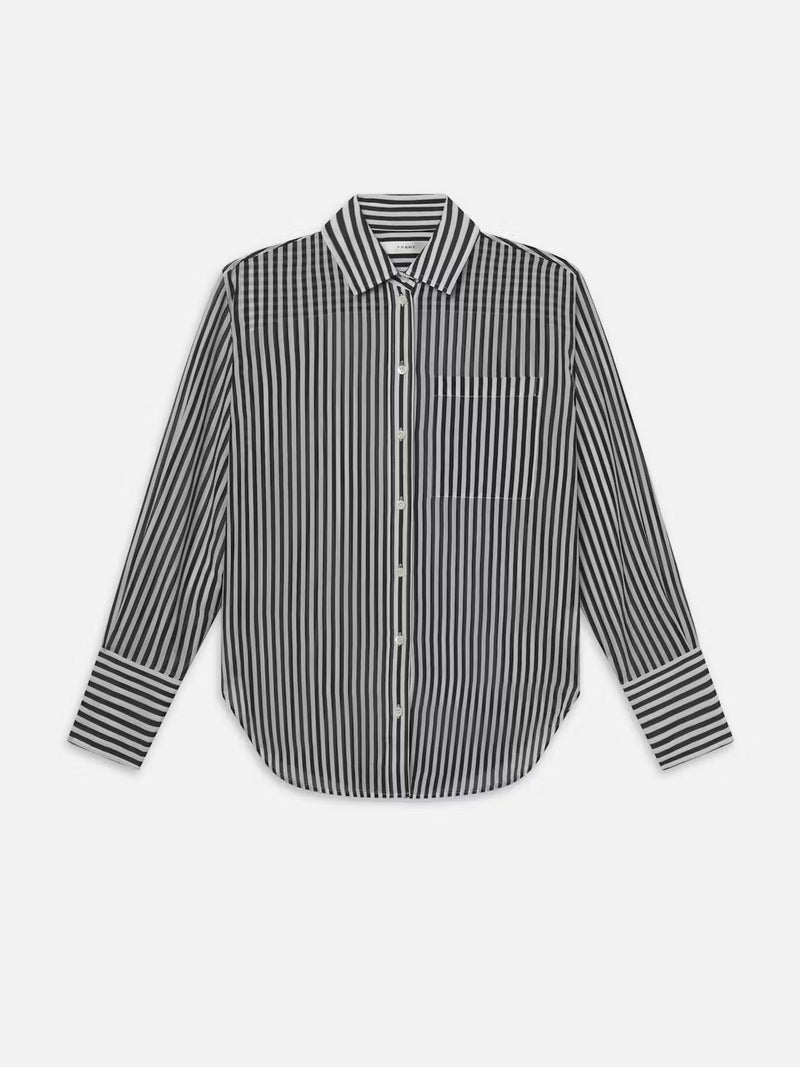 Frame Denim Oversized Pocket Shirt in Namu Striped