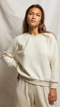 Perfect White Tee Ziggy Reverse Fleece Sweatshirt in Oatmeal