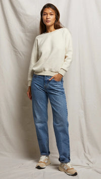 Perfect White Tee Ziggy Reverse Fleece Sweatshirt in Oatmeal