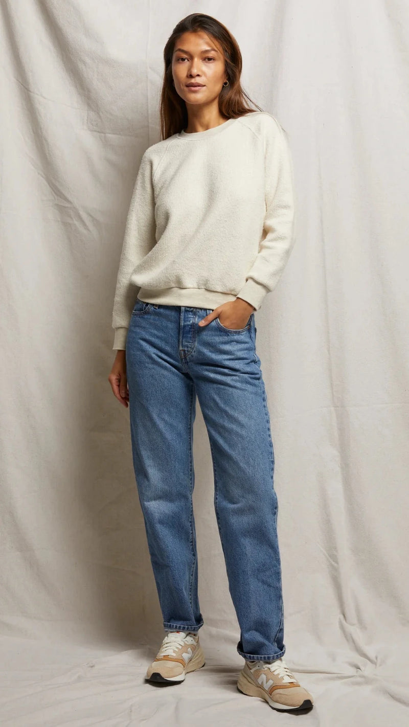 Perfect White Tee Ziggy Reverse Fleece Sweatshirt in Oatmeal