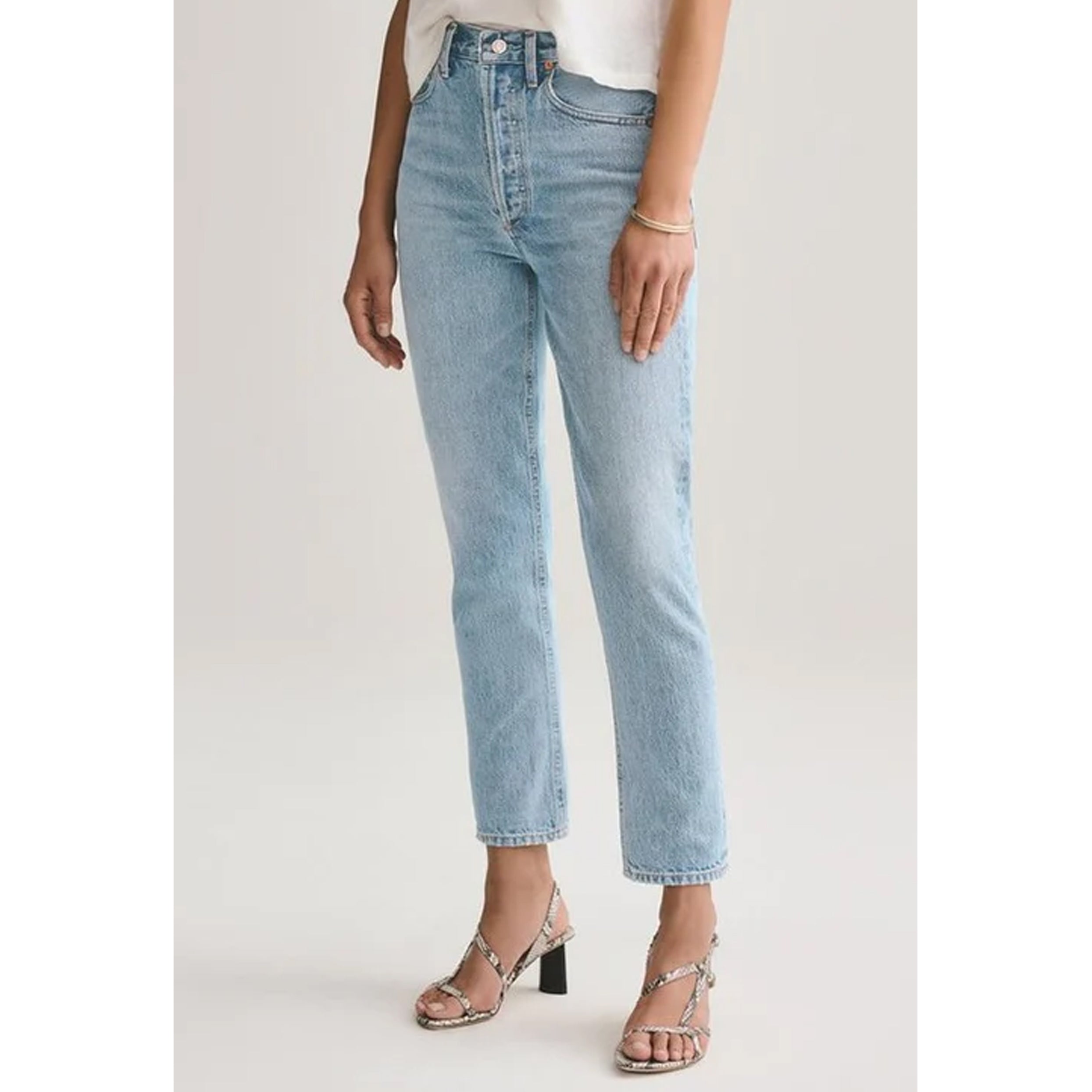 AGOLDE Denim Riley High Rise Straight Crop in Renewal