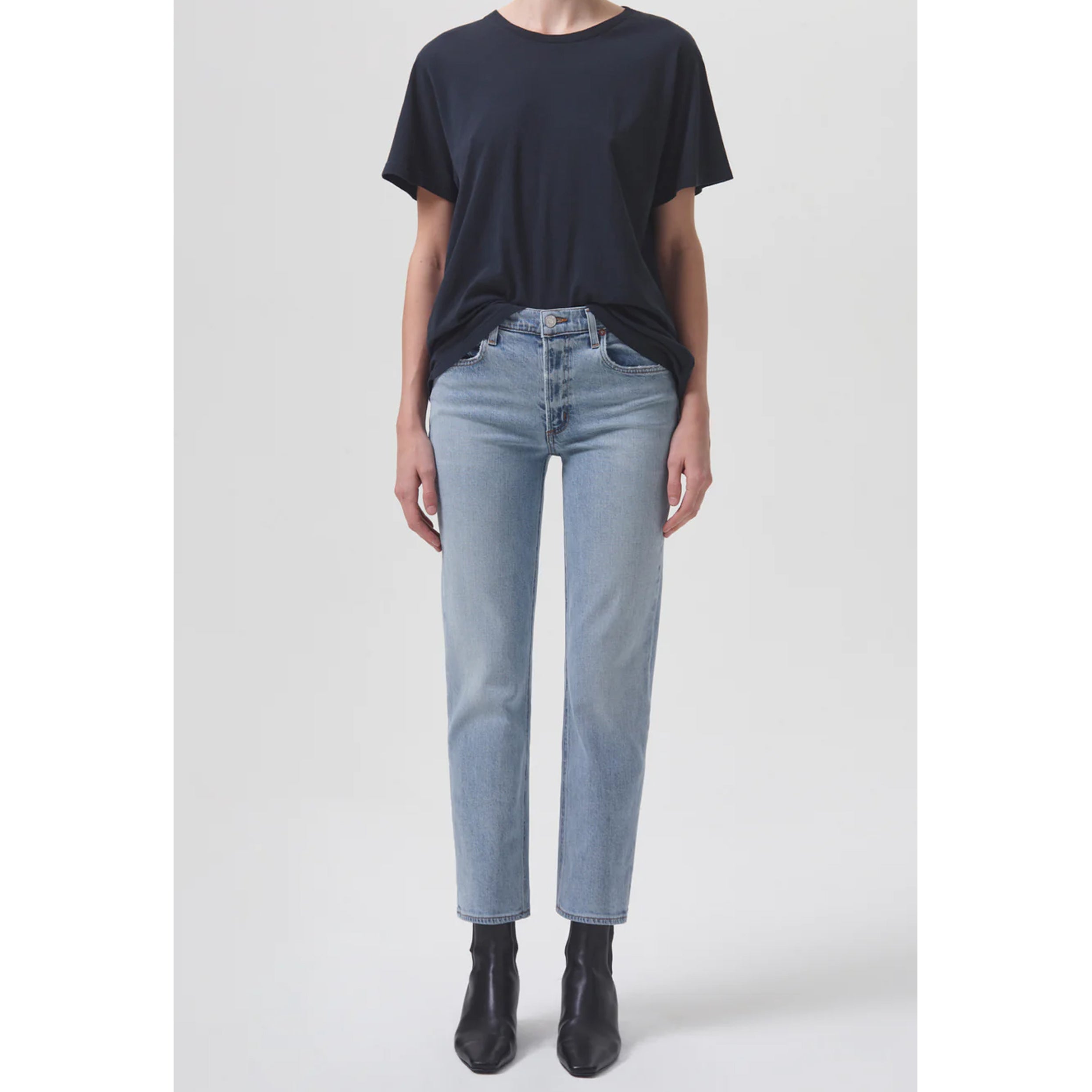 AGOLDE Denim Kye Mid Rise Straight Crop with Stretch in Diversion