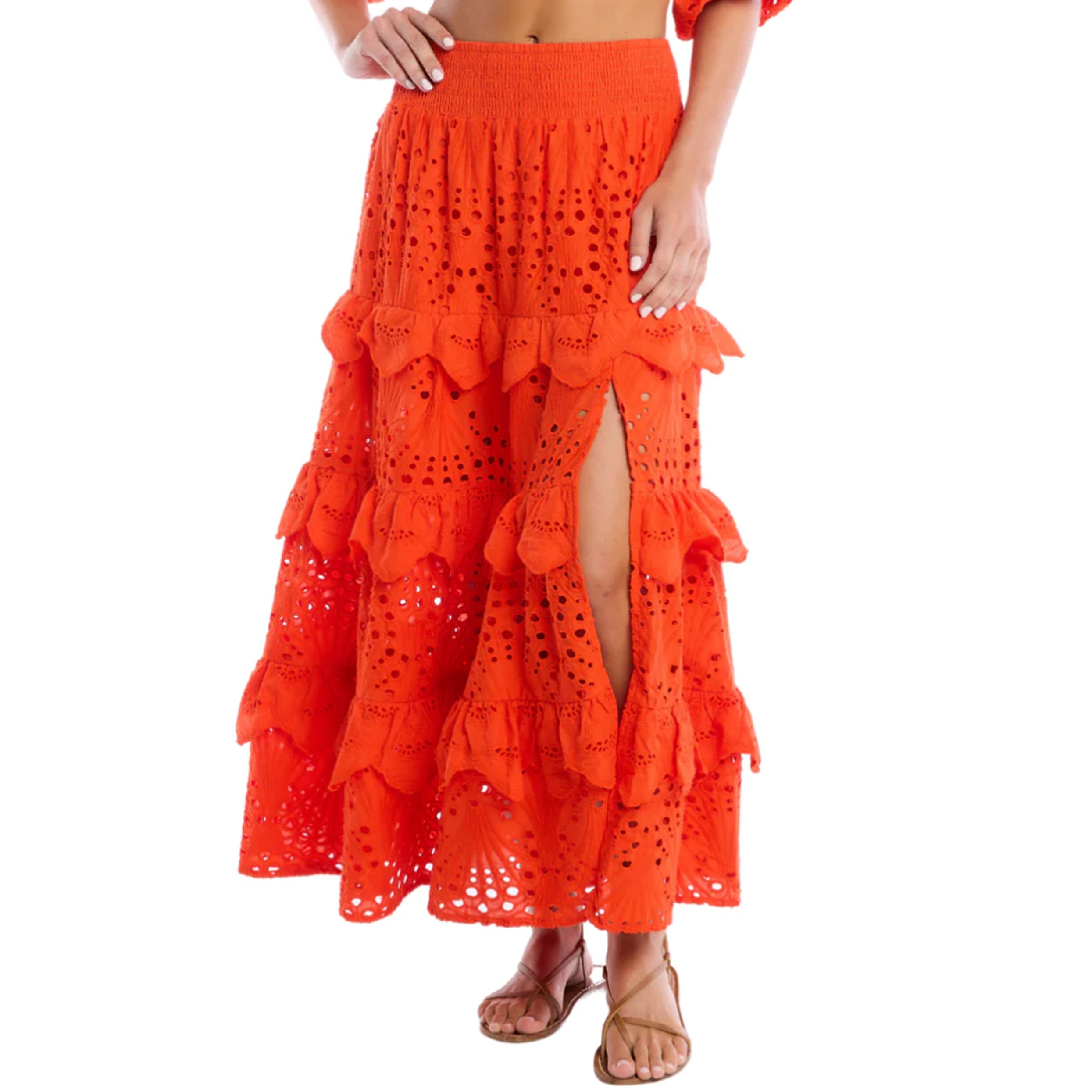 Flawless cotton outlet eyelet maxi skirt