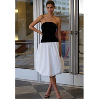 Amanda Uprichard Valencia Strapless Midi Dress in Black/White