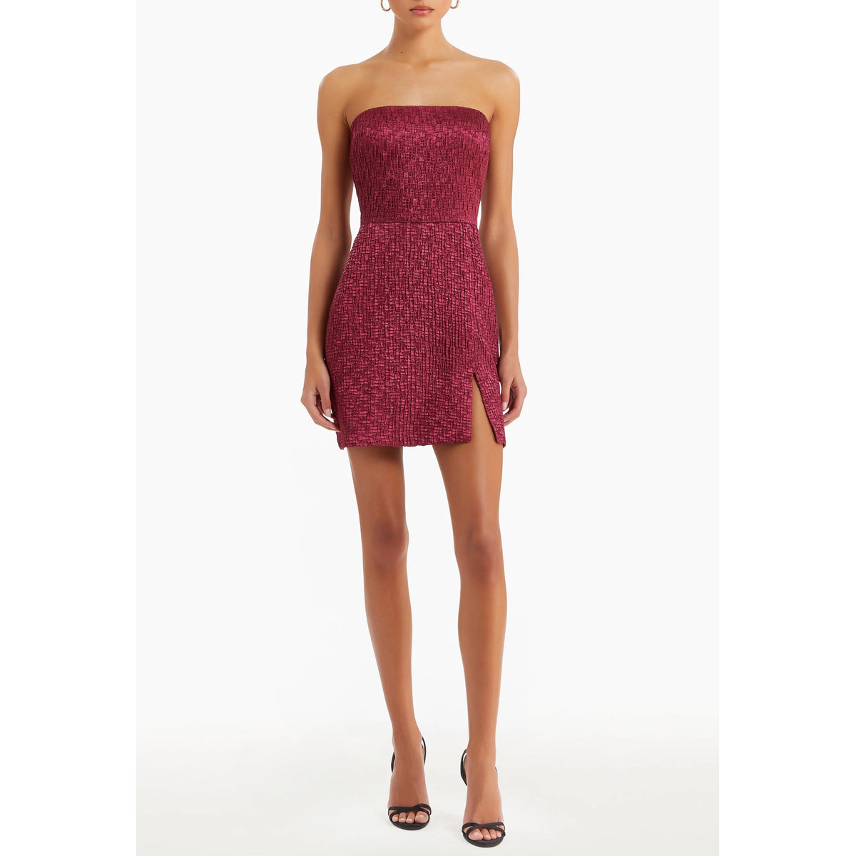 Amanda Uprichard Arely Strapless Mini Dress in Burgundy