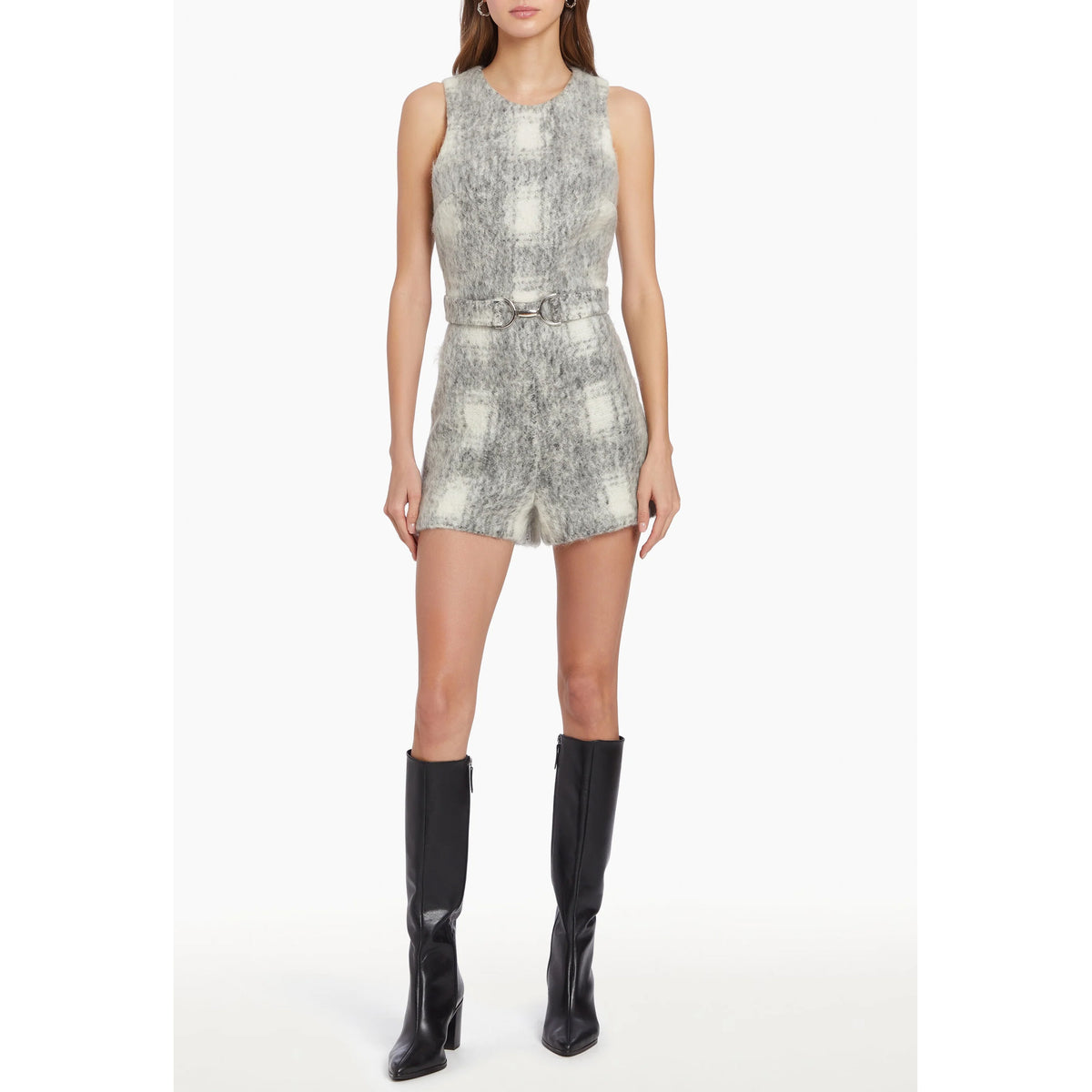 Amanda Uprichard Hazel Wool Belted Romper in Manderlay Wool