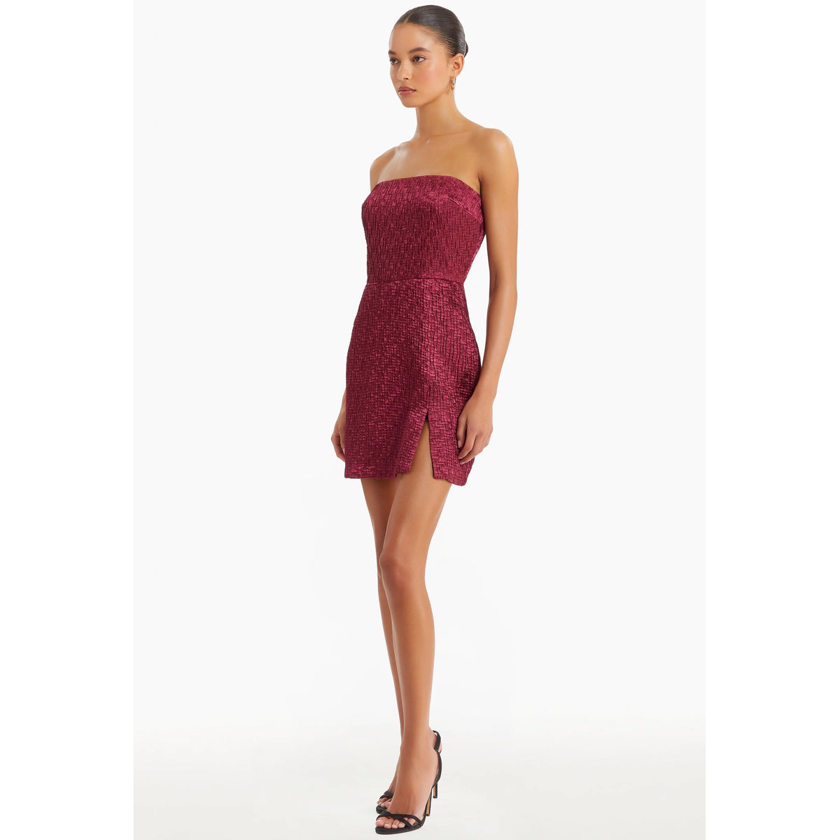 Amanda Uprichard Arely Strapless Mini Dress in Burgundy