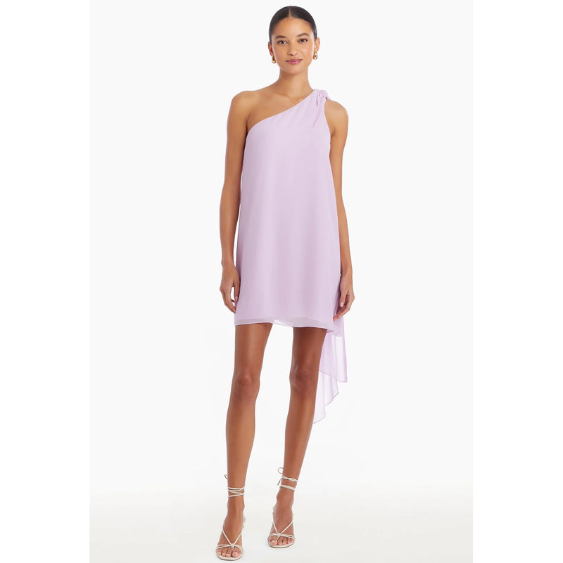 Amanda Uprichard Elisa One Shoulder Mini Dress in Electric Lilac