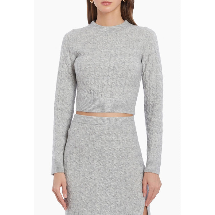 Amanda Uprichard Isla Cable Sweater in Heather Grey