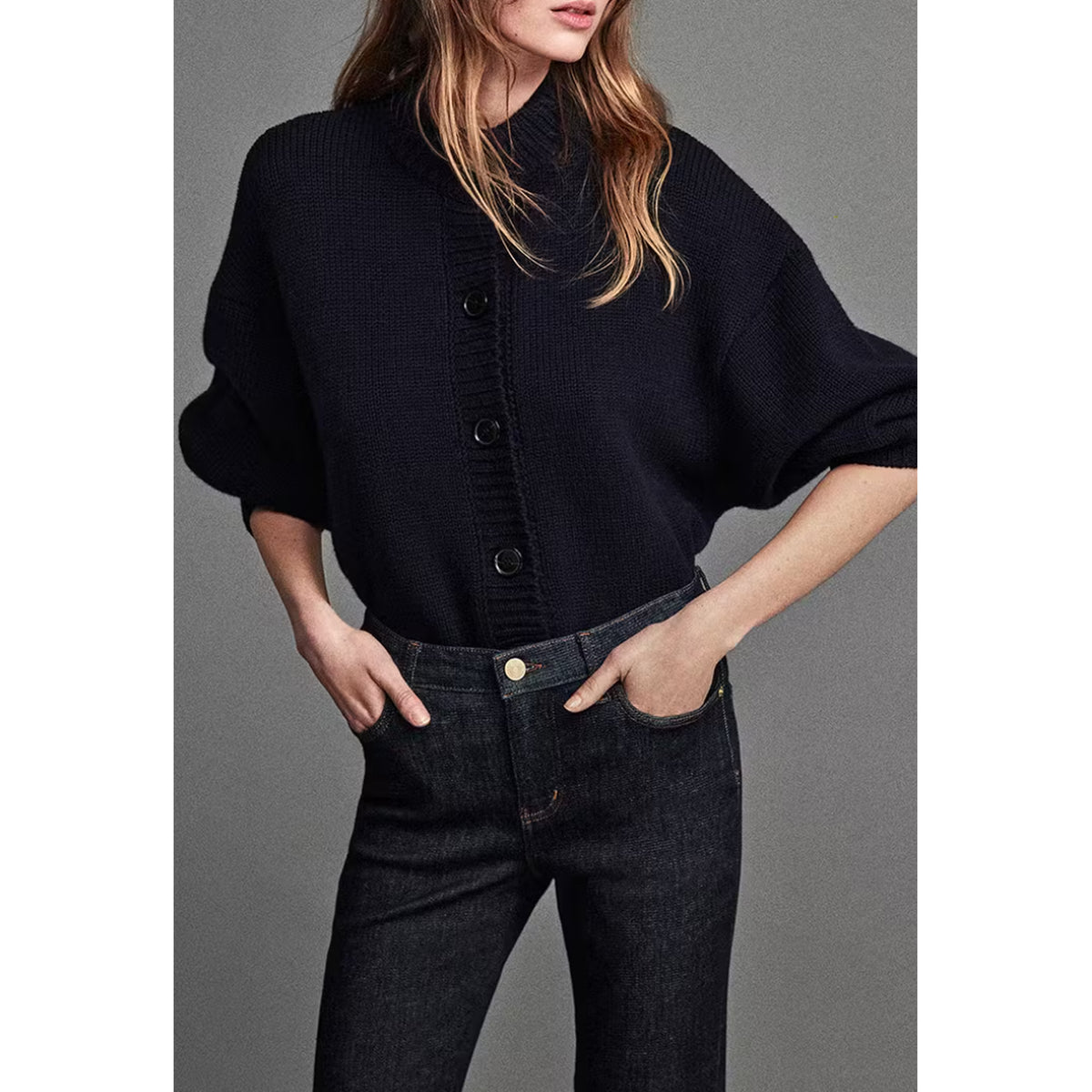 Frame Femme Chunky Cardigan in Navy