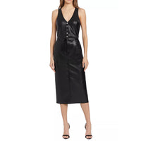 Amanda Uprichard Ethan Faux Leather Midi Dress in Black