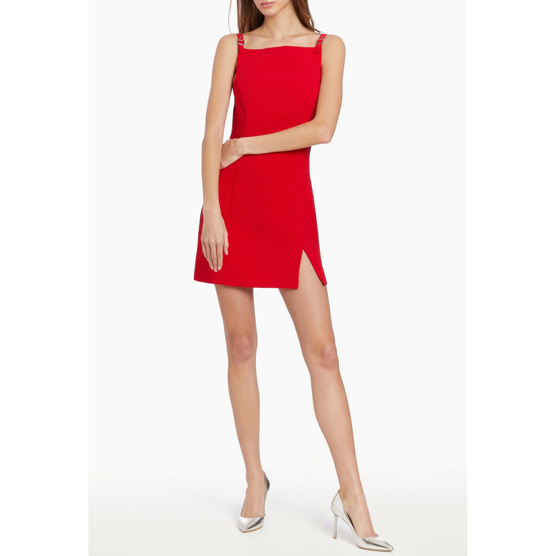 Amanda Uprichard Misena Buckle Strap Dress in Ruby