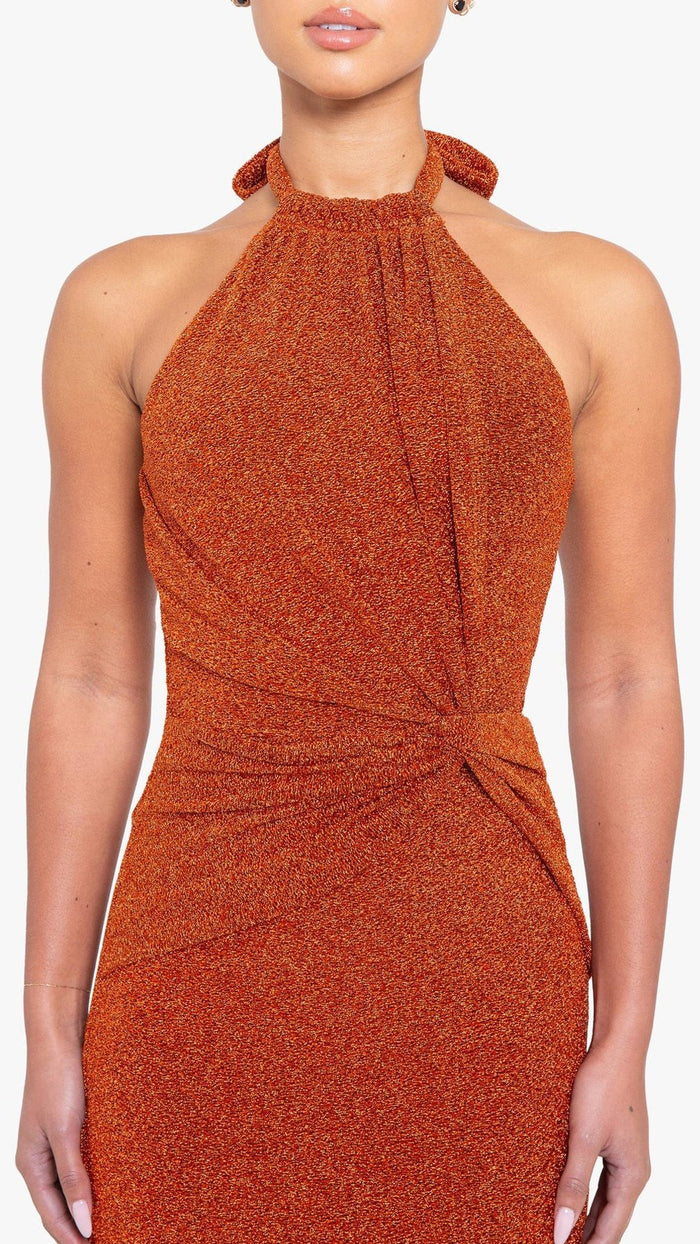 Black Halo Fina Halter Gown in Radiant Spice