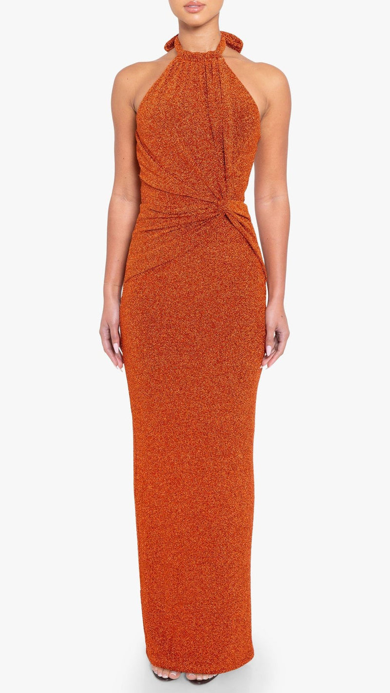 Black Halo Fina Halter Gown in Radiant Spice