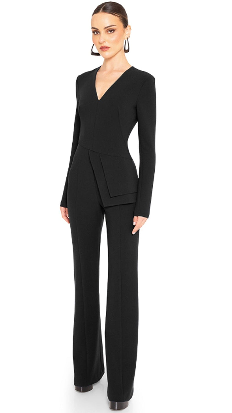 Black Halo Sinclair Long Sleeve Skirted Jumpsuit in Black