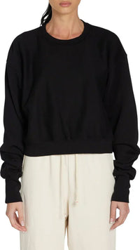 Les Tien Ryder Crop Crew Sweatshirt in Black