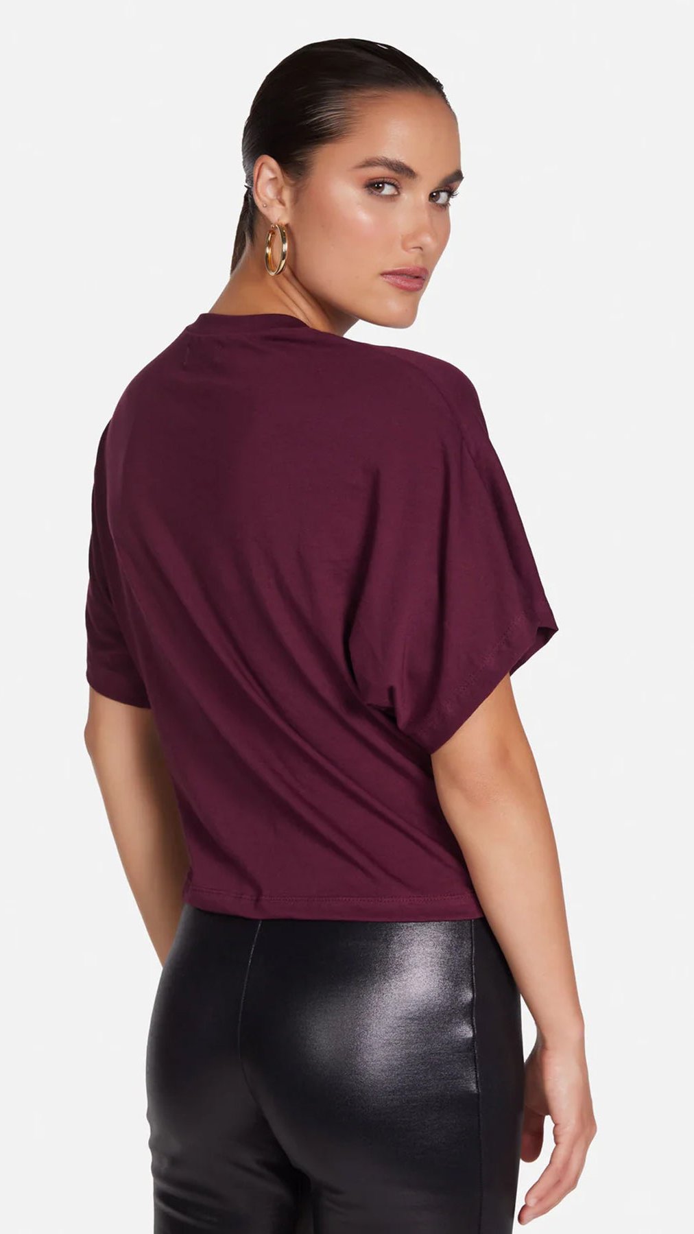 Michael Lauren Forester Kimono Sleeve Tee in Burgundy