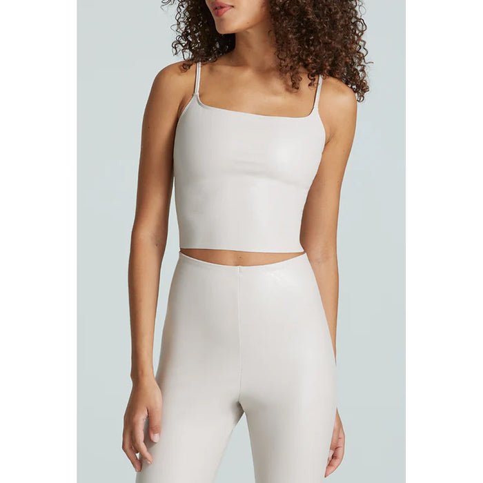 Commando Faux Leather Cami Crop Top in Porcelain