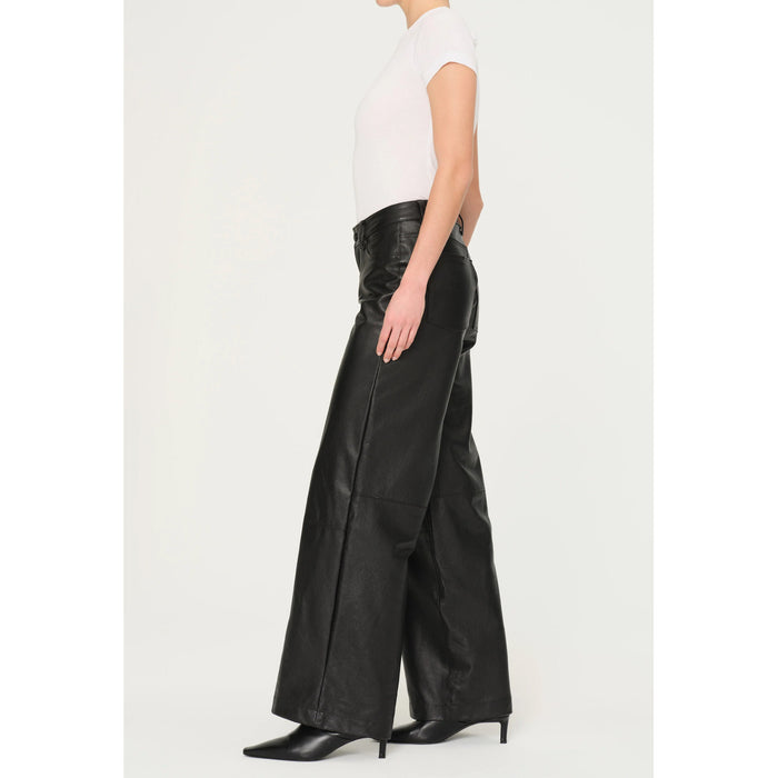 DL1961 Denim Zoie Leather Wide Leg Relaxed in Obsidian