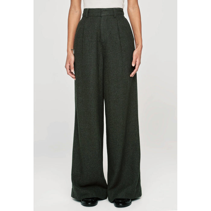 DL1961 Denim Hepburn Wide Leg High Rise Pleated 32" Pant in Evergreen