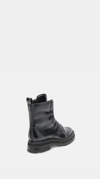 Dolce Vita Rainer Combat Boot in Midnight Crinkle Patent