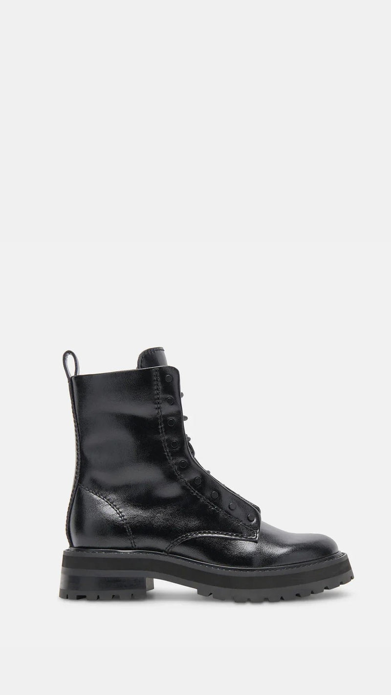 Dolce Vita Rainer Combat Boot in Midnight Crinkle Patent