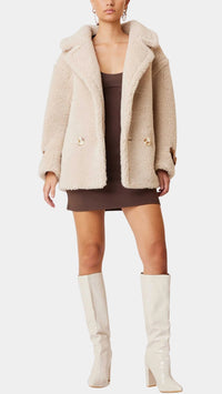 Elliatt Rayna Teddy Coat in Beige