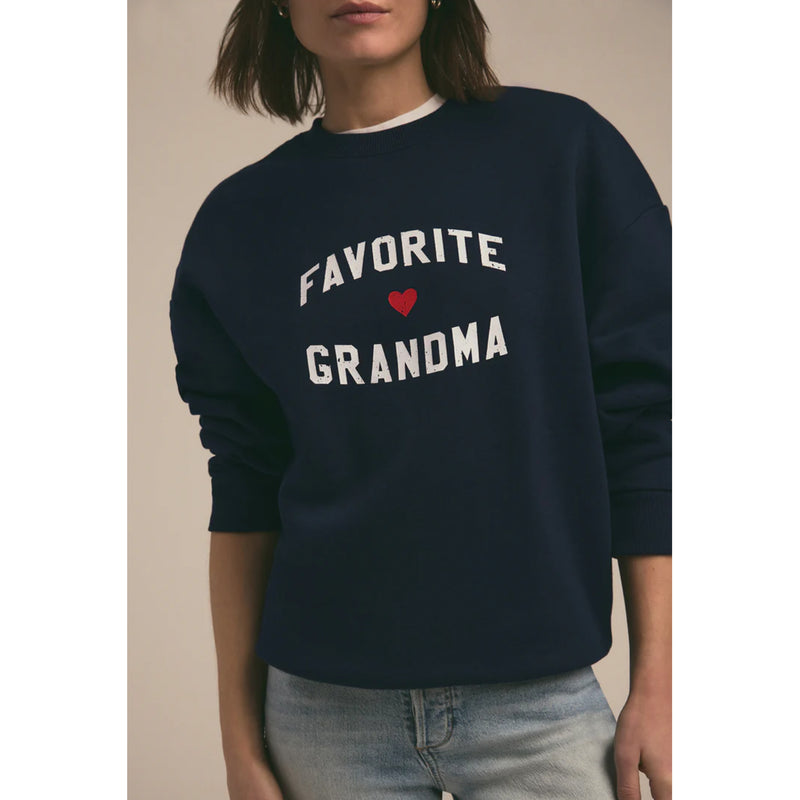 Favorite Daughter The Favorite Grandma Heart Logo Sweatshirt in Navy