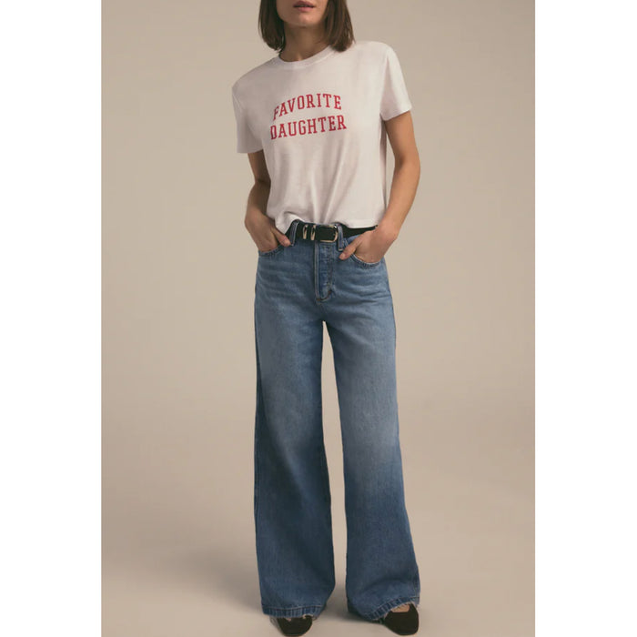 Favorite Daughter The Cropped Collegiate Tee in White Rouge