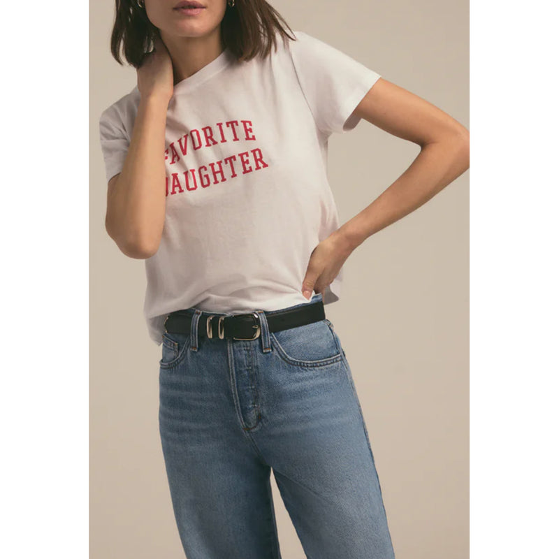 Favorite Daughter The Cropped Collegiate Tee in White Rouge