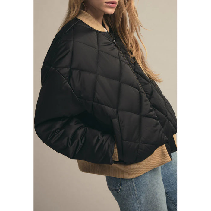 Favorite Daughter The Favorite Bomber Jacket in Black/Beige