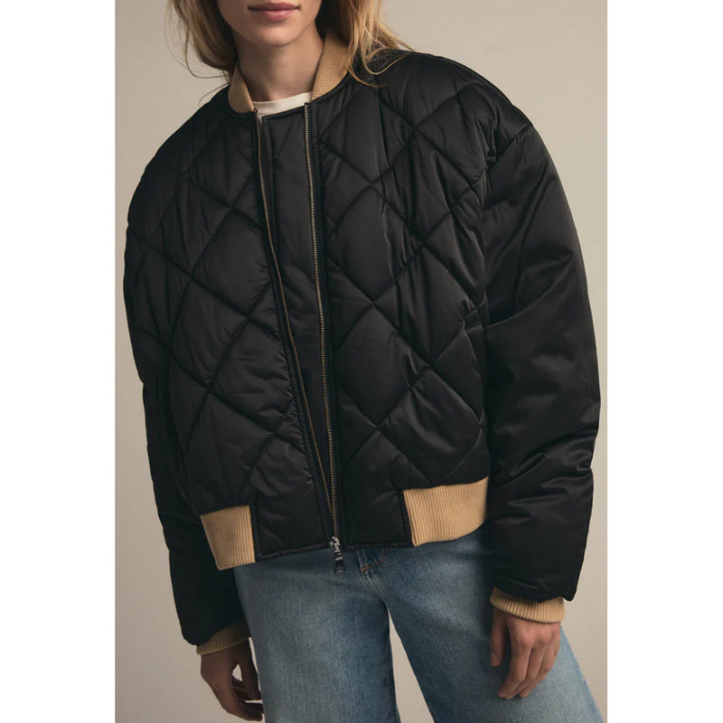 Favorite Daughter The Favorite Bomber Jacket in Black/Beige