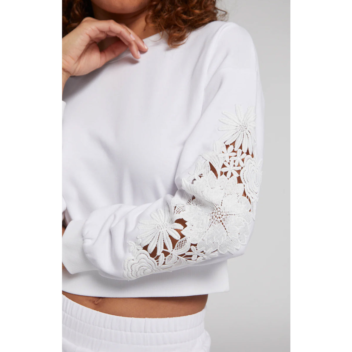 Generation Love Arabella Lace Combo Sweatshirt in White