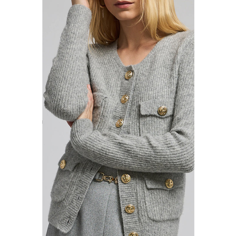 Generation Love Ellison Rib Cardigan in Heather Grey