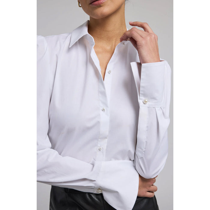 Generation Love Lyra Pearl Stretch Cotton Poplin Shirt in White