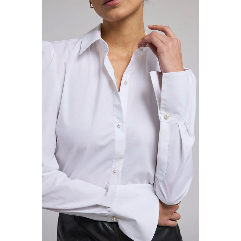 Generation Love Lyra Pearl Stretch Cotton Poplin Shirt in White